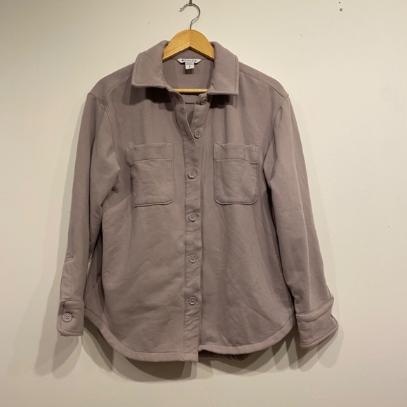 Athleta Retroplush Lavender Button Down Collared Soft Shirt Jacket Size Small - Picture 3 of 6